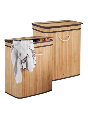 relaxdays 2 x Wäschekorb in Natur - (B)55 x (H)63 x (T)35 cm