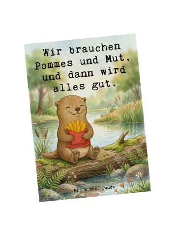 Mr. & Mrs. Panda Postkarte Otter Pommes Design mit Spruch in Weiß