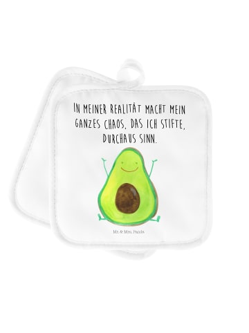 Mr. & Mrs. Panda 2er Set Topflappen  Avocado Glücklich mit Spruch in Weiß
