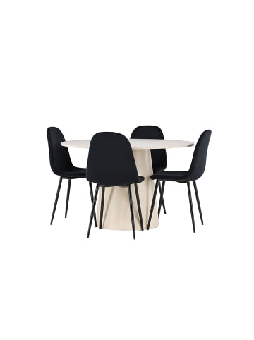 ebuy24 Essgruppe Lanzo (5-teilig) Whitewash, schwarz 120 x 120 cm
