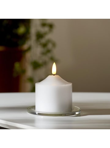 STAR Trading Kleine LED Blockkerze ,Flamme', Batterie und Timer, flackernd, warmwei