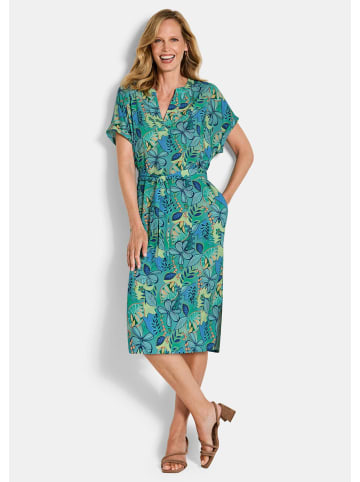 GOLDNER Kurzgröße: Viskosekleid mit floralem Muster in salbei / gemustert