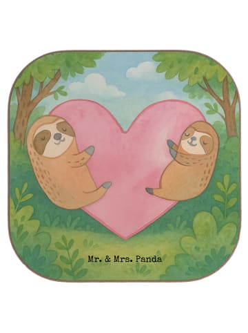 Mr. & Mrs. Panda Tischuntersetzer Faultiere Herz Design ohne Spruch in Weiß
