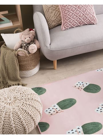 Beliani Kinderteppich ELDIVAN in Rosa/Grün - (W) 80 x (H) 1 x (L) 150 cm