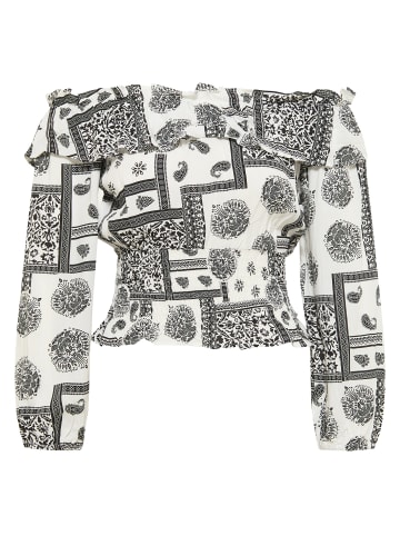 IZIA Damen Carmenbluse in Weiss Schwarz
