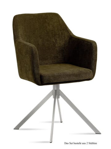 58 aufm Kessel ARMLEHNSTUHL (2er-Set) Dorrie 57x87x60 Edelstahl/Khaki