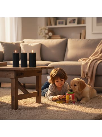 relaxdays 4 x LED Kerzen in Beige - (H)18 x Ø 7,5 cm