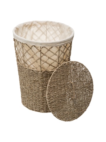 5five Simply Smart Wäschekorb aus Seegras in Braun, (B) 38 x (H) 52 x (L) 38 cm