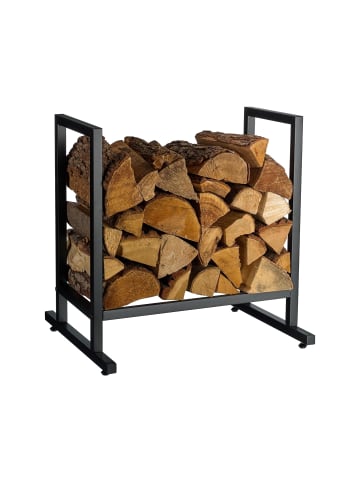 relaxdays Kaminholzregal in Schwarz - (B)60 x (H)62 x (T)49 cm