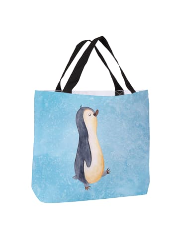 Mr. & Mrs. Panda Shopping Bag Pinguin mHerzieren ohne Spruch in Eisblau