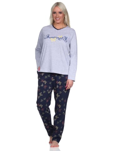 NORMANN langarm Schlafanzug Pyjama Schmetterling - 72419 in Grau