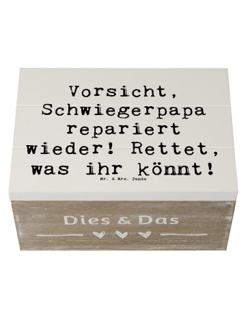 Mr. & Mrs. Panda Holz Aufbewahrungsbox Spruch Schwiegerpapa Repa... in Weiß