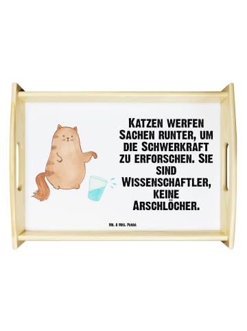 Mr. & Mrs. Panda Serviertablett Katze Wasserglas mit Spruch in Weiß