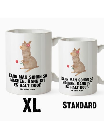 Mr. & Mrs. Panda Tasse mit Henkel Alpaka Blume mit Spruch in Weiß