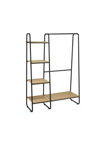 relaxdays Garderobe in Schwarz/ Natur - (B)100 x (H)150 x (T)41 cm