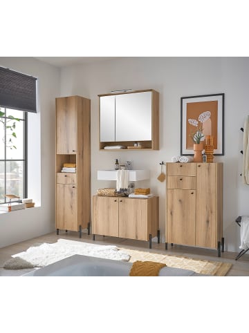 home24 Beleuchteter Spiegelschrank Bouchoux in Eiche Evoke Coast Dekor
