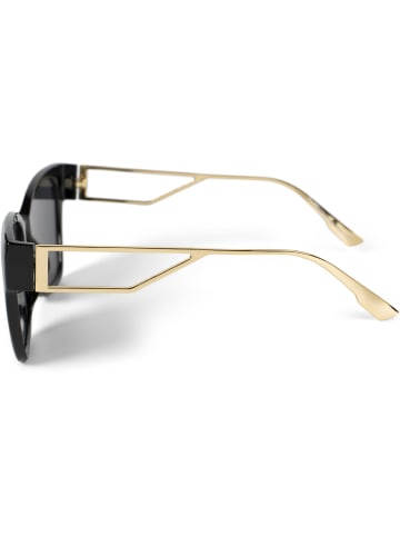 styleBREAKER Sonnenbrille in Schwarz-Gold / Grau getönt