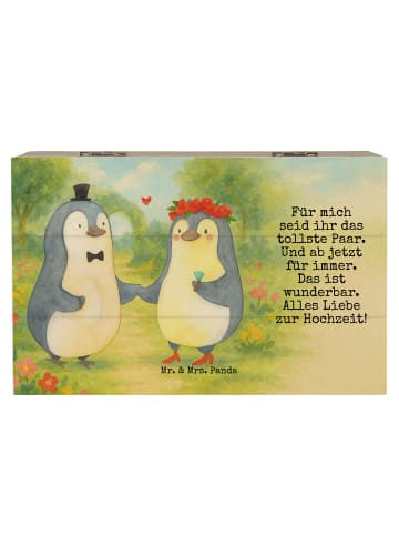 Mr. & Mrs. Panda Geschenkbox Hochzeit Pinguin Design mit Spruch in Weiß