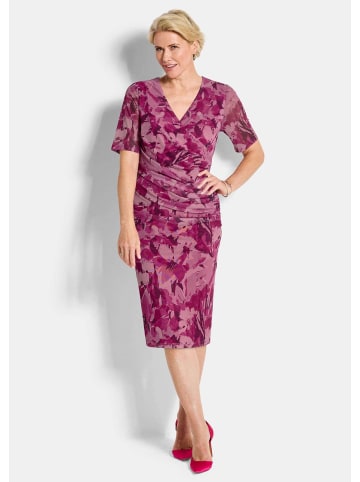GOLDNER Meshkleid Wickelkleid mit Blumenmuster in rosé / gemustert