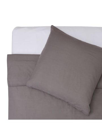 Lumaland Premium Bettwäsche 155x200cm anthrazit + Kissenbezug 80x80cm grau