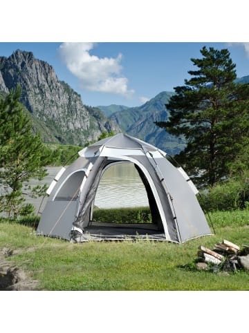 en.casa Campingzelt Nybro in Grau (L)240cm (B)205cm (H)140cm