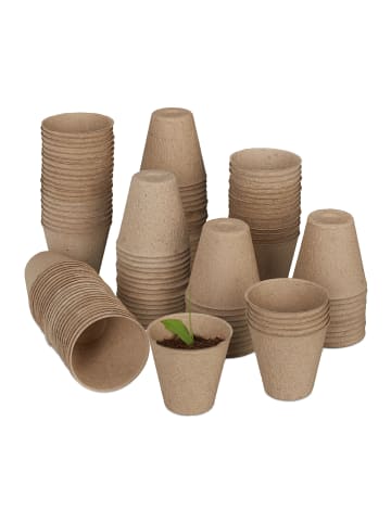 relaxdays 240x Anzuchttöpfe in Natur - (H)7,5 x Ø 8 cm