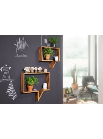 KADIMA DESIGN 2er Set Wandregale MUMBAI Massivholz Holzregal Landhaus-Stil in Massivholz