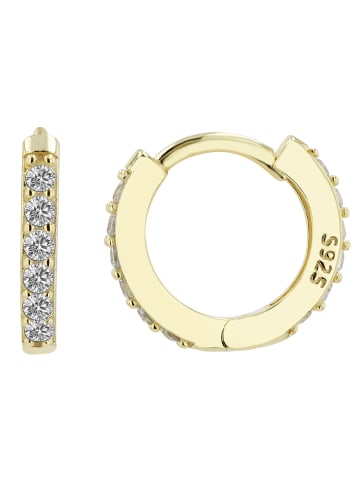 Adeliás Damen 925 Silber Ohrringe Creolen mit funkelnden Zirkonia in gold