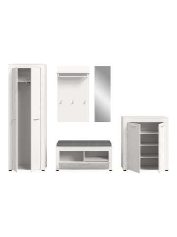 ebuy24 Garderobenmöbelset Jam (6-teilig) Weiß 285 x 35 cm
