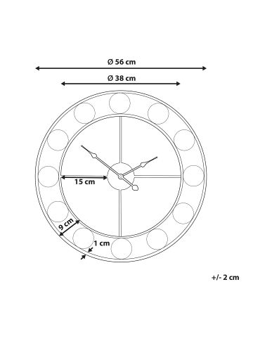 Beliani Wanduhr REIDEN in Bunt/Schwarz/Grau - (W) 56 x (H) 56 x (L) 5 cm