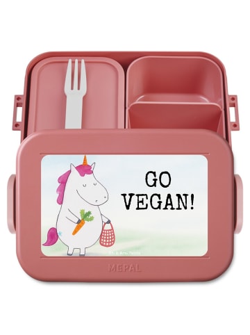 Mr. & Mrs. Panda Bento Box Einhorn Vegan Design mit Spruch in Rot Pastell