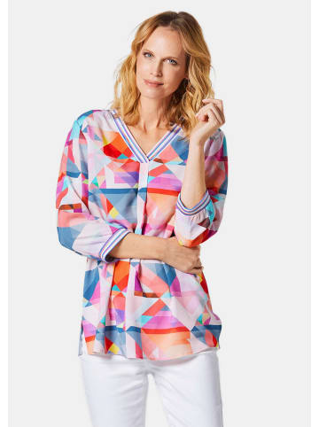 GOLDNER Viskose-Tunika mit 3/4-Arm und multicolorem Druck in koralle / gemustert