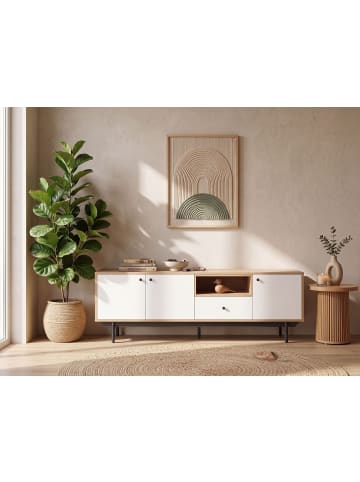 Beliani TV-Schrank ITACA in Weiß/Braun/Schwarz - (W) 163 x (H) 50 x (L) 40 cm