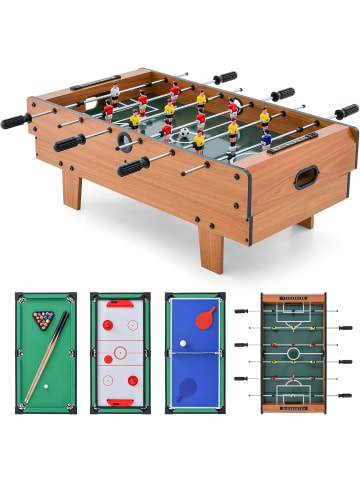 COSTWAY 4 in 1 Spieltisch Tischkicker in Braun
