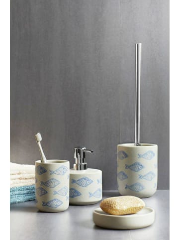 Wenko Seifenspender aus Keramik AQUAMARIN in Blau, (B) 10 x (H) 13,2 x (L) 10 cm