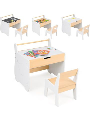 COSTWAY Kindertisch mit Stuhl in Weiß