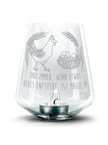 Mr. & Mrs. Panda Gravur Teelicht Huhn Stolz mit Spruch in Transparent