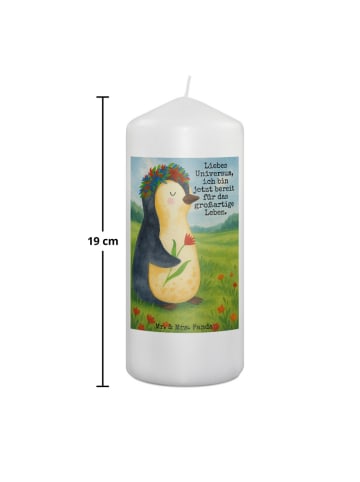 Mr. & Mrs. Panda Kerze Mit Spruch Pinguin Blumen Design mit Spruch in Weiß