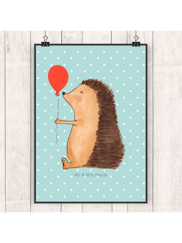 Mr. & Mrs. Panda Bild Igel Luftballon ohne Spruch in Türkis Pastell