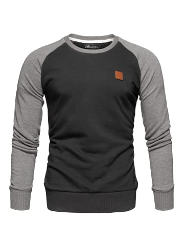 Amaci&Sons Sweatshirt mit Rundhalsausschnitt MILWAUKEE in Schwarz/Anthrazit