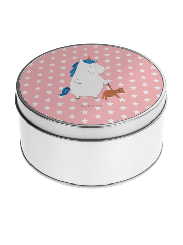 Mr. & Mrs. Panda Blechdose rund Einhorn Teddy ohne Spruch in Rot Pastell