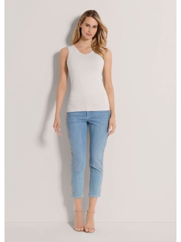 MADELEINE Ärmelloses Rundhals-Top in perlweiß