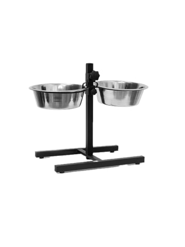 relaxdays Hunde-Futterstation in Silber - 2x 2,2 l