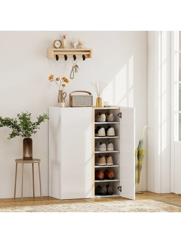 HOMCOM Schuhschrank-70L x 33,5B x 95H cm-Weiß