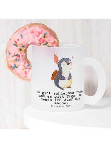 Mr. & Mrs. Panda Glas Pinguin Ausflug mit Spruch in Transparent