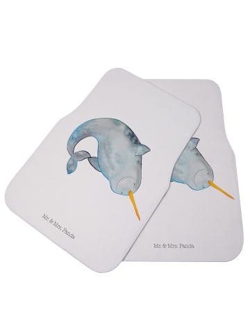 Mr. & Mrs. Panda Fußmatte Auto Narwal ohne Spruch in Weiß