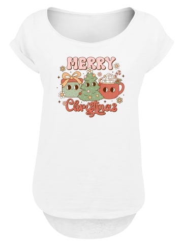 F4NT4STIC Long Cut T-Shirt Merry Weihnachten Cozy And Cute in weiß