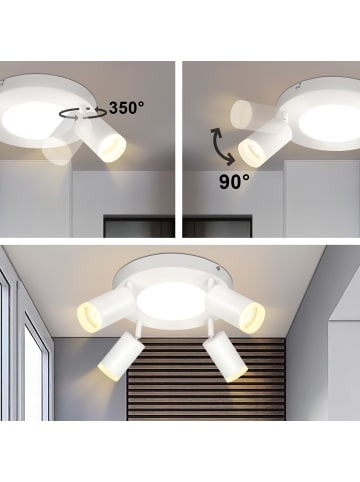 ZMH Deckenleuchte LED 4-flammige GU10 in weiß rund schwenkbar Warmweiß L 25cm