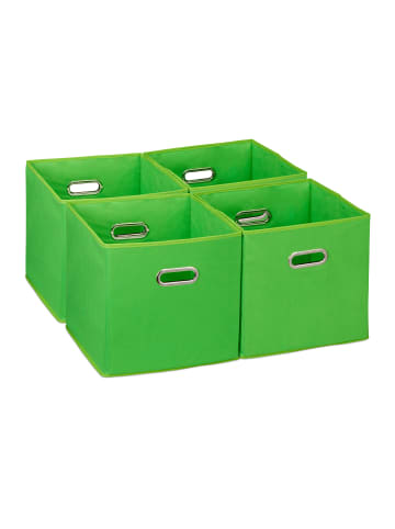 relaxdays 4 x Aufbewahrungsbox in Grün - (B)30 x (H)30 x (T)30 cm