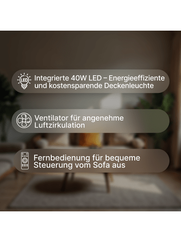 Brilliant LED-Deckenventilator – Dimmbar, RGB & CCT Licht, Ø 46,5 cm, Schwarz